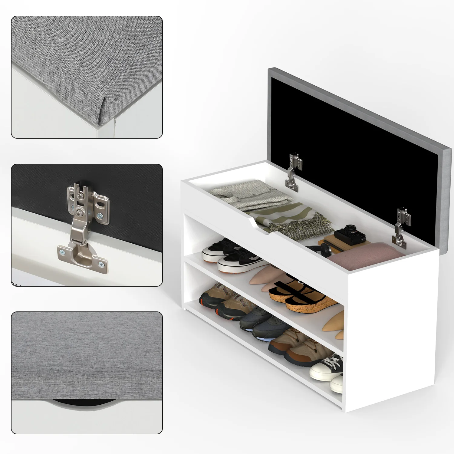 Banc de Rangement Chaussures avec Siège – Image 5