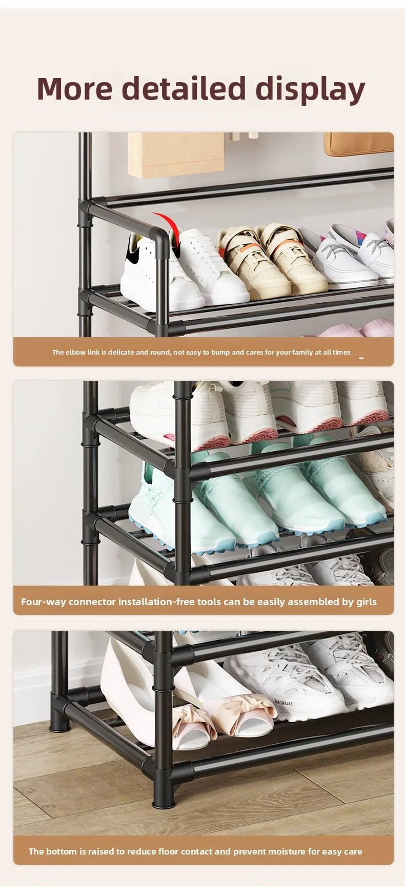 Meuble de Rangement Chaussures Vertical avec Porte-Manteau — Solution Gain de Place pour Entrée – Image 2