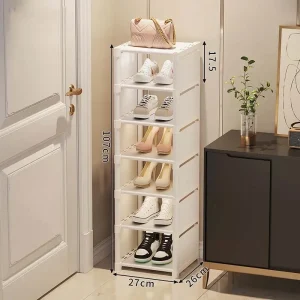 Étagères Rangement Chaussures Verticales — Meuble Gain de Place pour Petit Espace, Blanc