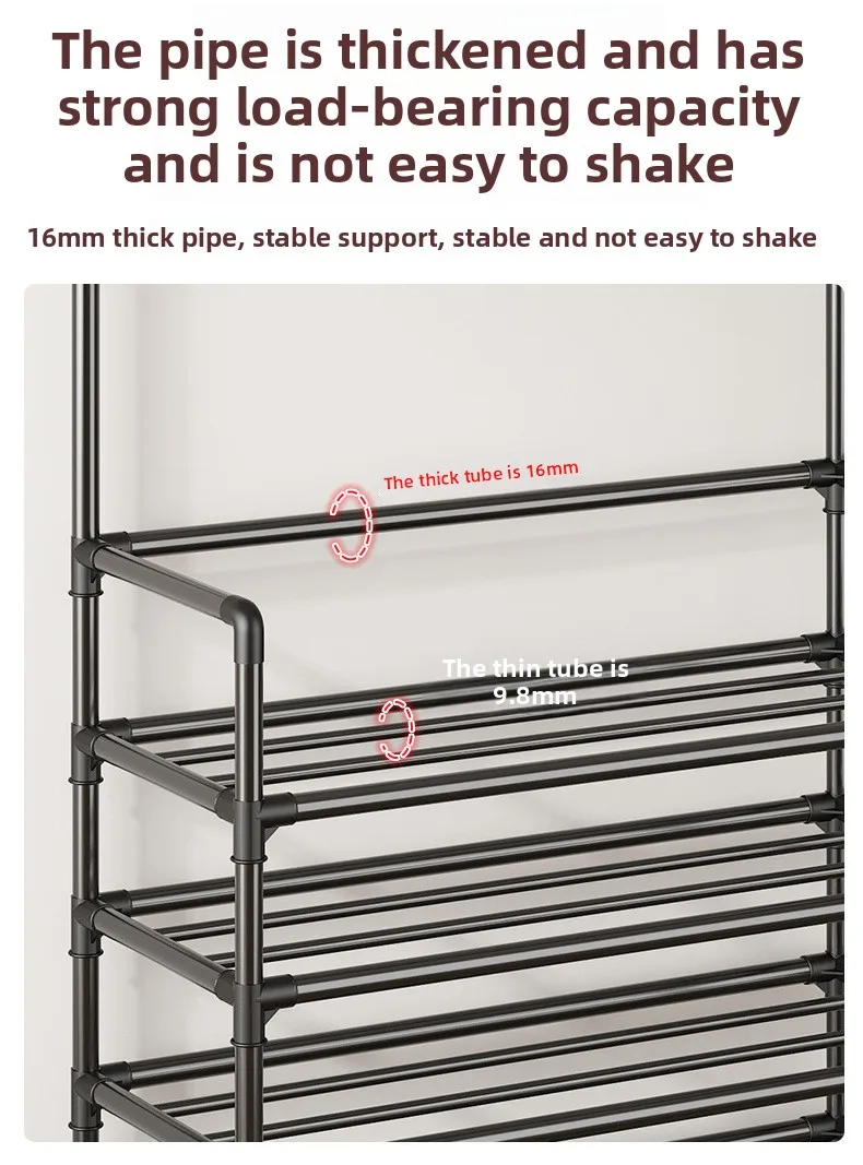 Meuble de Rangement Chaussures Vertical avec Porte-Manteau — Solution Gain de Place pour Entrée – Image 3