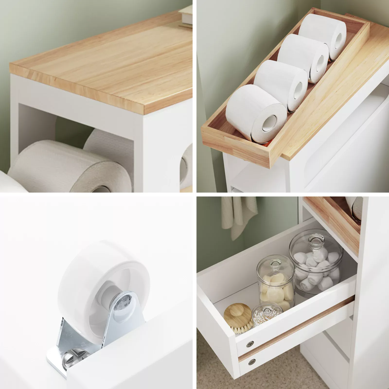 Meuble Étroit de Rangement Salle de Bain avec Tiroirs – Image 6