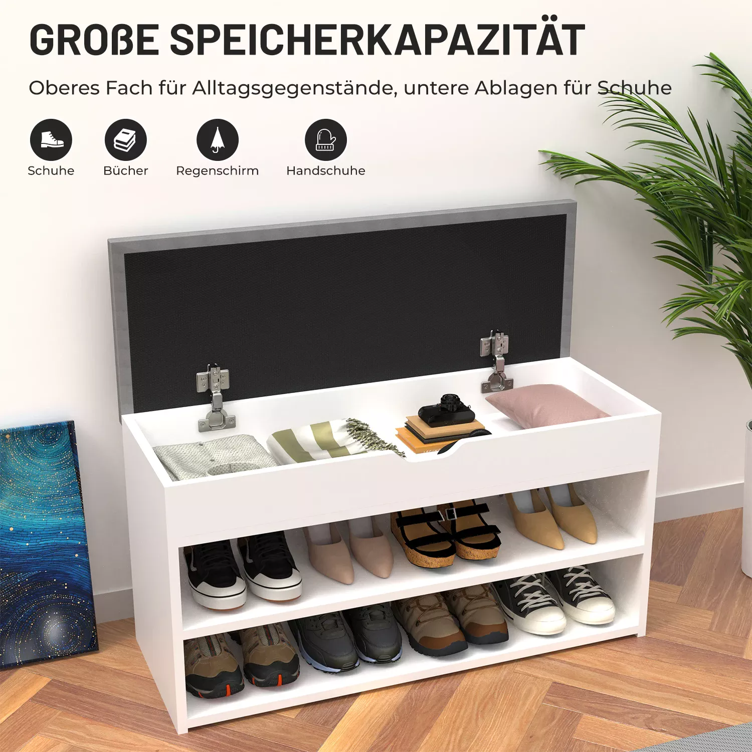 Banc de Rangement Chaussures avec Siège – Image 3