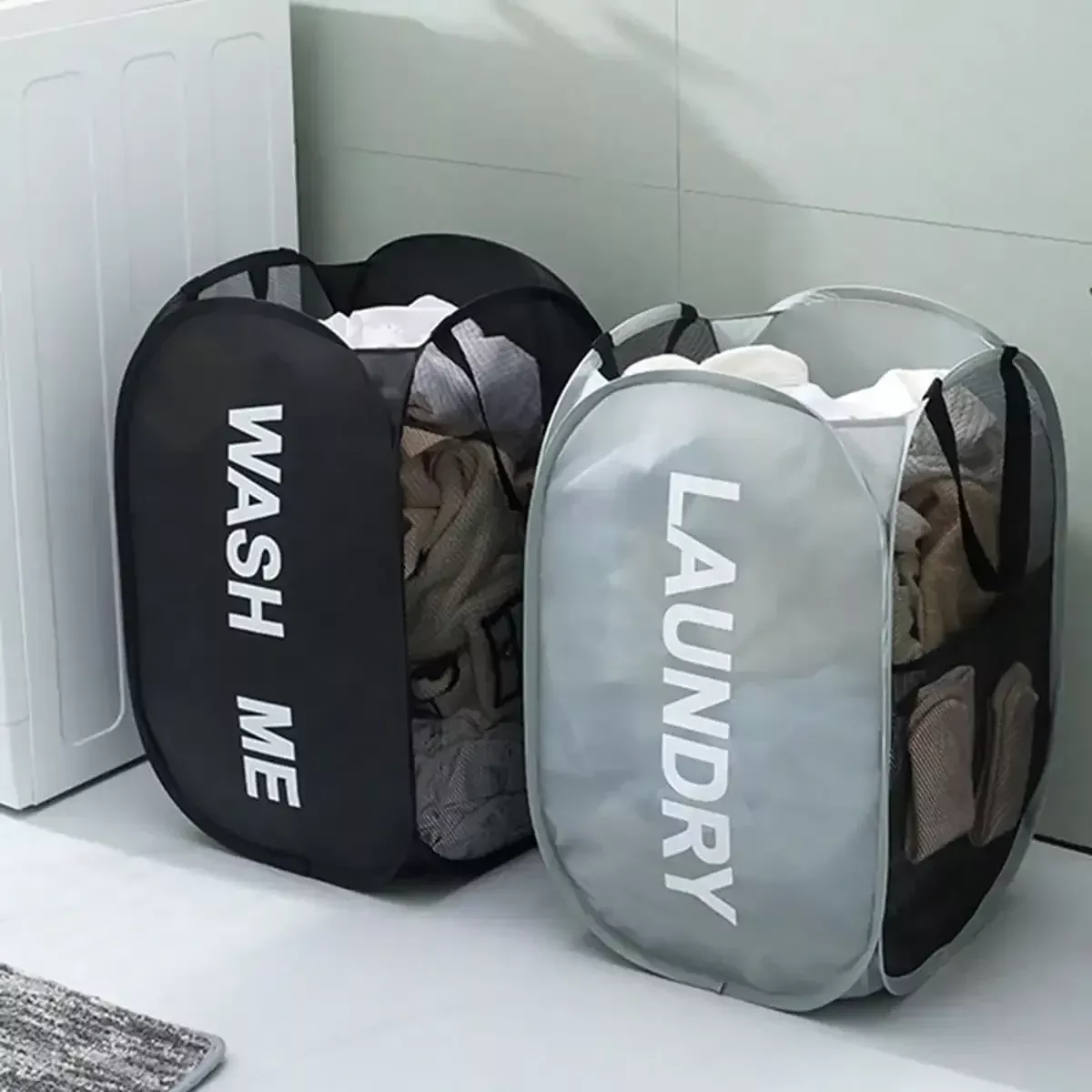 Panier à Linge Pliable en Maille