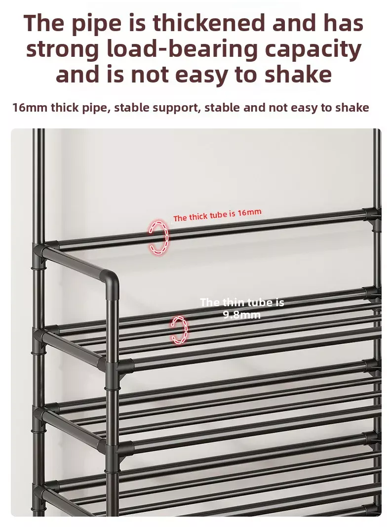 Meuble de Rangement Chaussures Vertical avec Porte-Manteau — Solution Gain de Place pour Entrée – Image 3