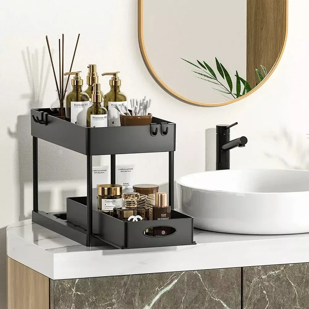 Rangement Sous Lavabo Salle de Bain — Organisateur 2 Niveaux Compact 37 × 22 cm – Image 6